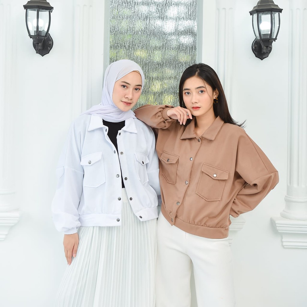 OLIN BUTTON JAKET / OUTER WANITA POLOS / SWEATER BERKANCING / SWEATSHIRT CANTIK / JACKETBEST SELLER