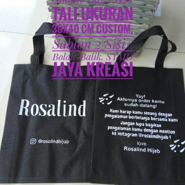 

Promo Harga Murah! Goodie bag press tali ukuran 30x40 cm Custom Sablon 2 Sisi/Bolak-Balik 1 warna