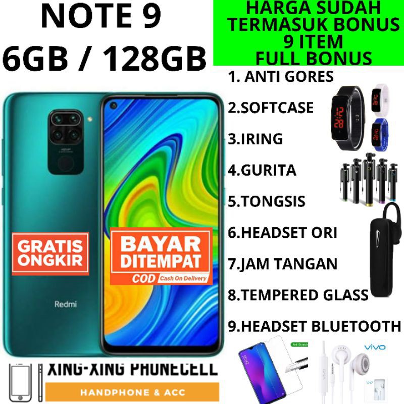 XIAOMI REDMI NOTE 9 6/128 RAM 6GB RAM 4GB GARANSI RESMI