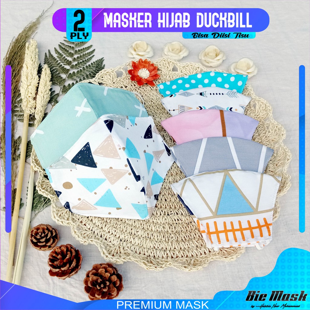 MASKER HIJAB 2 PLY DUCKBILL KOREAN STYLE / BISA DIISI TISU