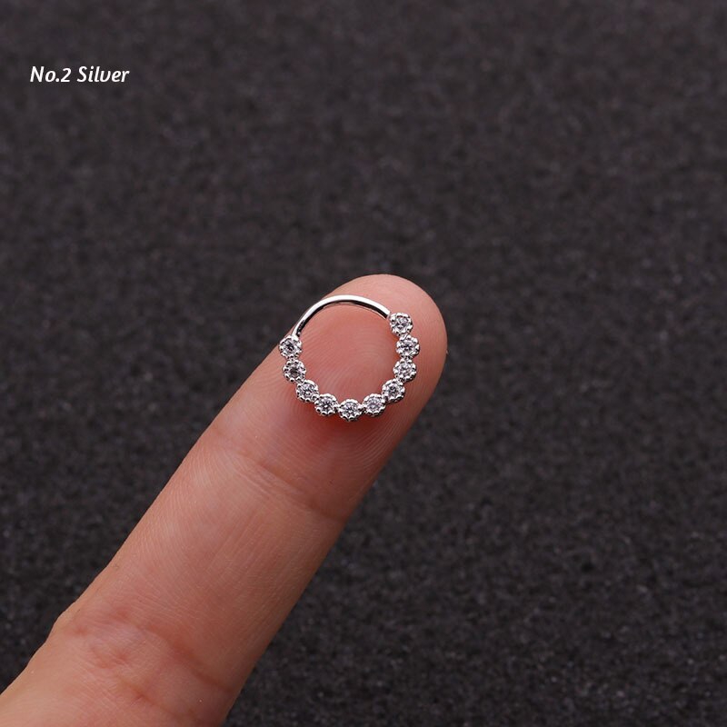 1pc Anting Tindik Telinga 8mm Warna Rose Gold Hias CZ Untuk Priawanita