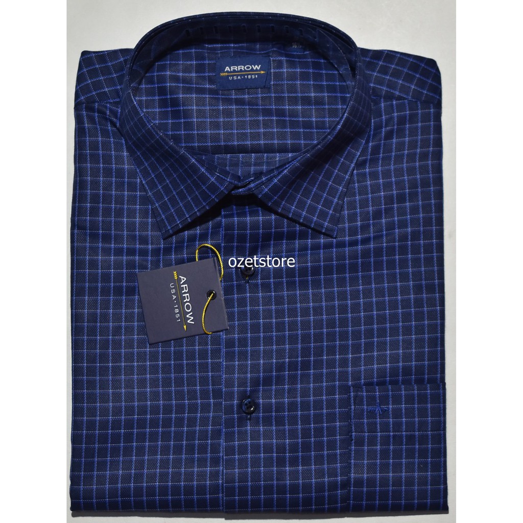 Kemeja Pria Formal Lengan Pendek ARROW Navy Motif Reguler CF22 ORI