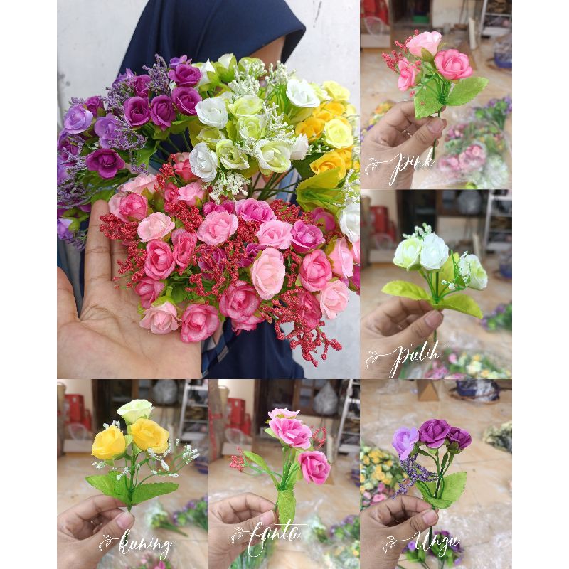 Ball Rose Bunga Plastik Artificial Dekorasi Rustic Hiasan Mahar Dried Flower Hampers-2