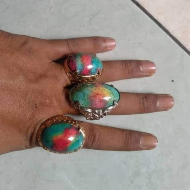 Cincin batu akik panca warna edong