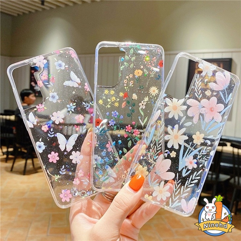 Soft Case Tpu Transparan Motif Print Bunga Compatible for Iphone 13 12 Pro Max 12 11 Pro Max X Xr Xs Se 2020 Max 8 7 Plus 13 Mini Flower Printing Series Full Picture Phone Case Transparent TPU Soft Silicone Protective Cover