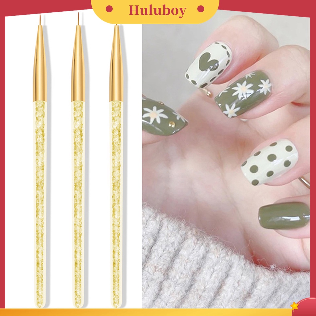 Huluboy Huluboy♡ 3 Pcs Pen Liner Bahan Nilon Wol Untuk Menggambar Nail Art