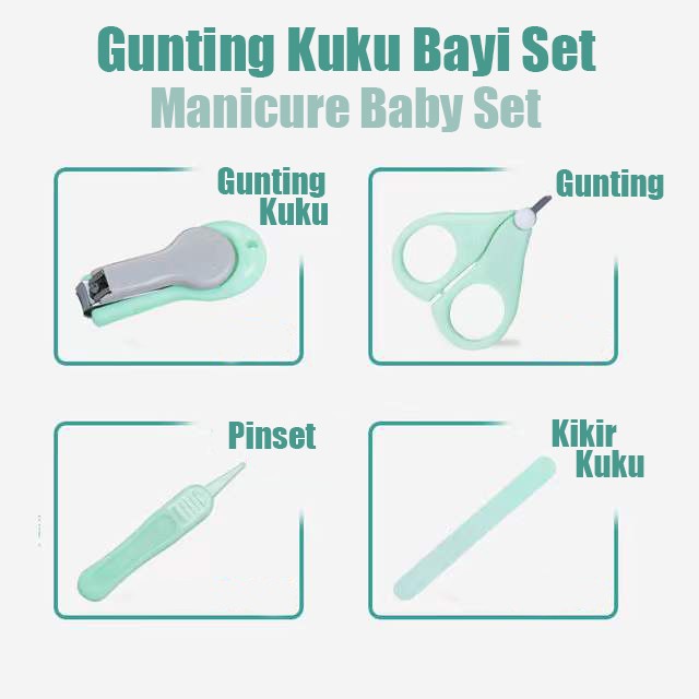 Bostonstore Alat potong kuku bayi Perawatan Bayi 4 in1 Gunting kuku Bayi