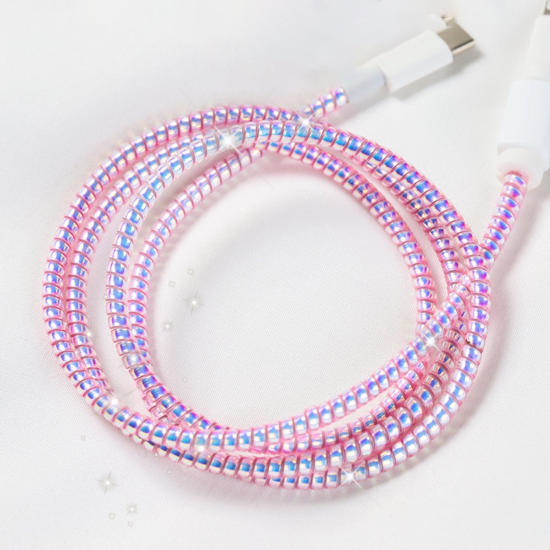 (Ladies' Color) Pelindung Kabel Charger / Earphone Bentuk Spiral Panjang 1.6M