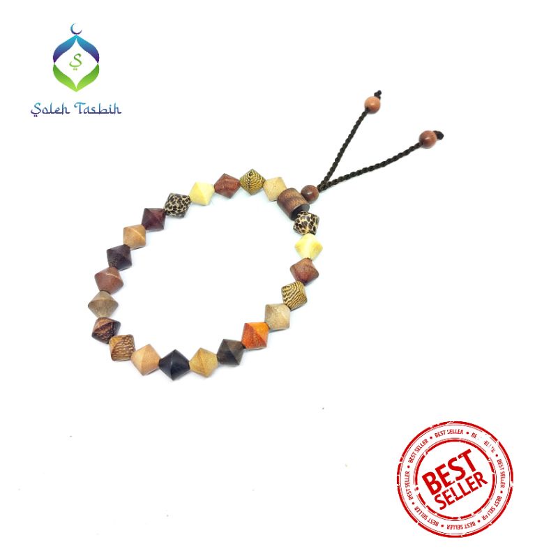 Gelang Kombinasi 17 Kayu Motif Wajik Size 8mm/Gelang 17 Kayu Asli/Gelang Murah