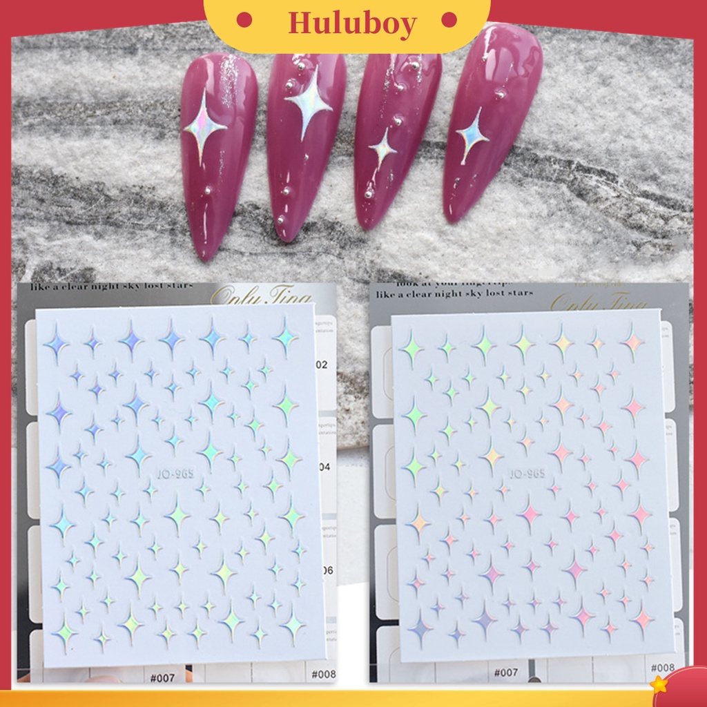 Huluboy Huluboy♡ Stiker Kuku Bahan Plastik Motif Hati Aurora Untuk Wanita