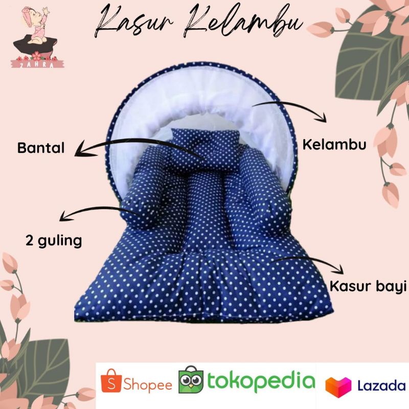 Harga SET KASUR BAYI+KELAMBU+BANTAL+GULING FREE BABY EYE MASK