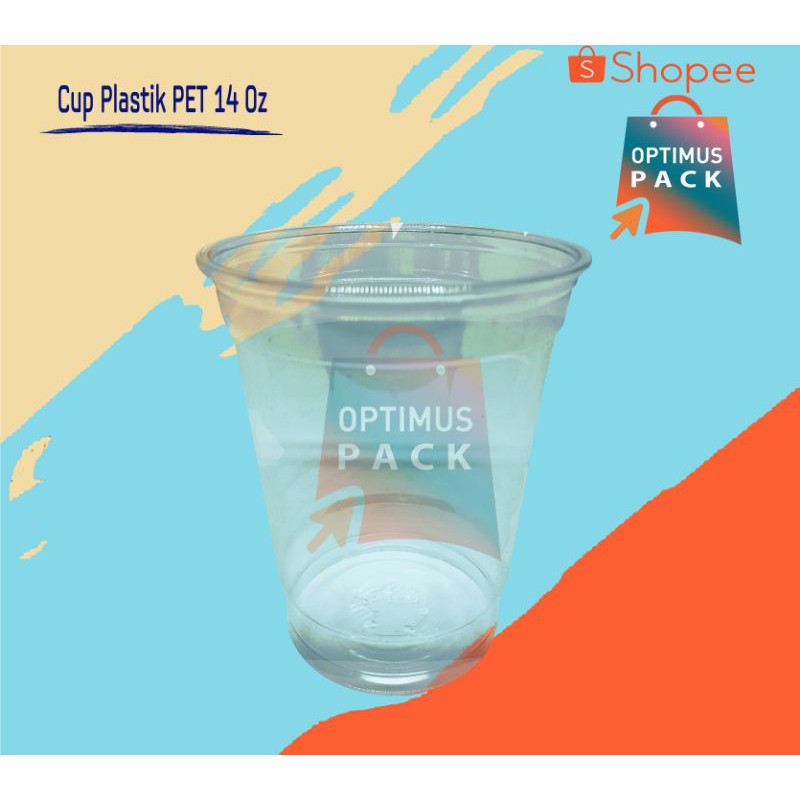 

Plastic Cup Gelas Plastik PET 14 oz (11gt ORI) + Dome / Flat Lid @50pcs