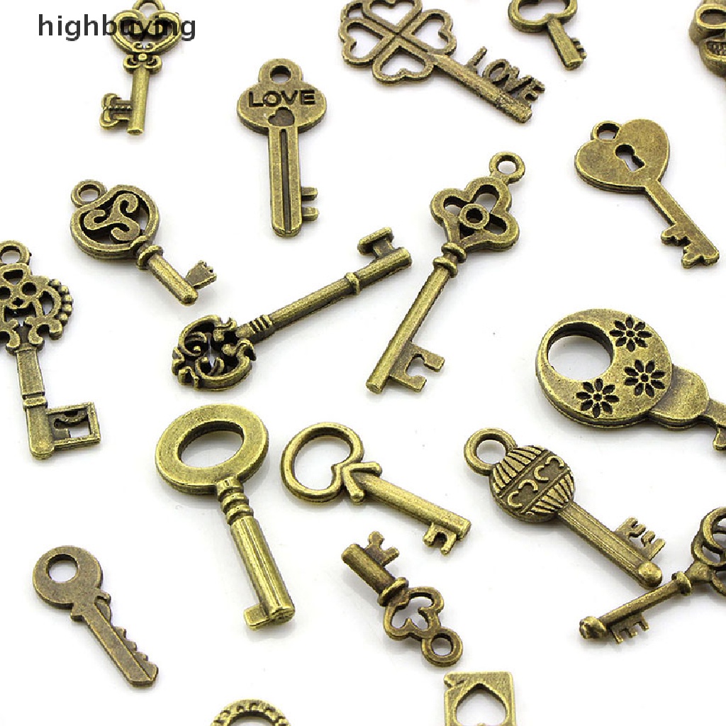 Hbid 50PCS Liontin Bentuk Kunci Gaya Vintage Steampunk Warna Perunggu Untuk DIY Perhiasan Charms