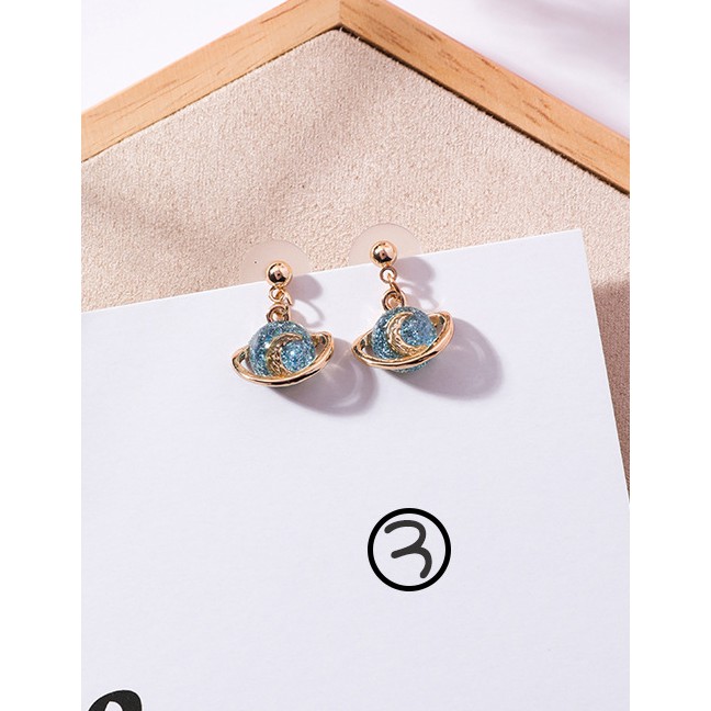 LRC Anting Tusuk Fashion Moon Pattern Decorated Earrings F07286