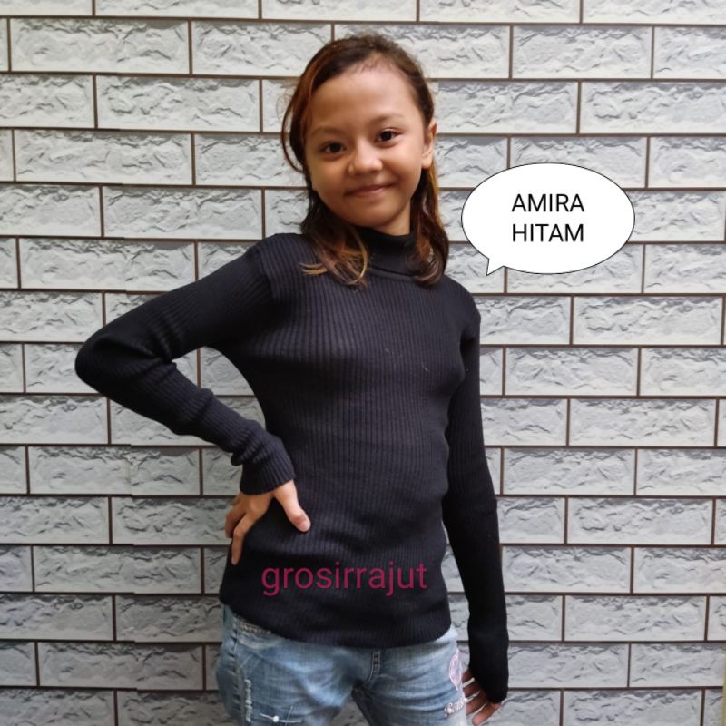Atasan rajut anak  perempuan Sweater rajut anak turtleneck Amira TEBAL