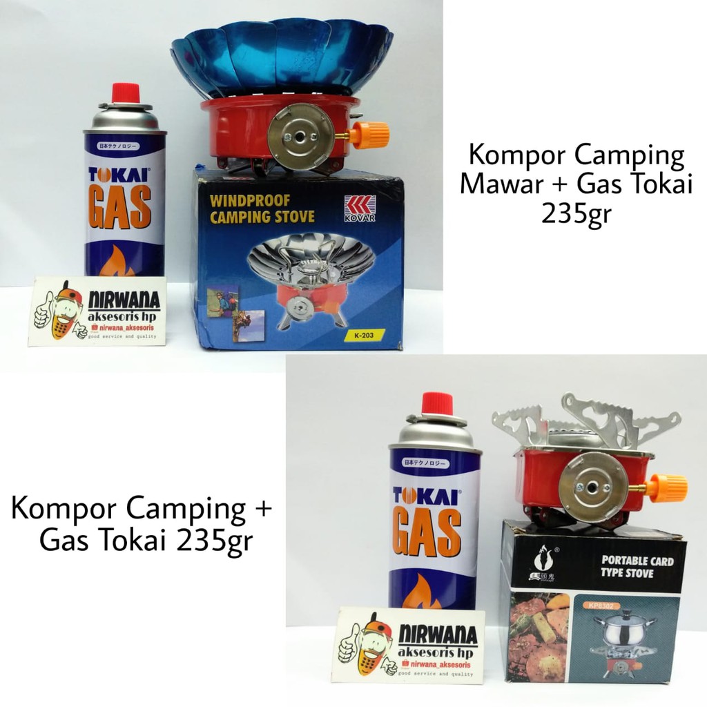 PAKET Kompor Camping Portabel + Mini Gas Tokai 235gr  Alat Masak Gunung Lengkap Murah