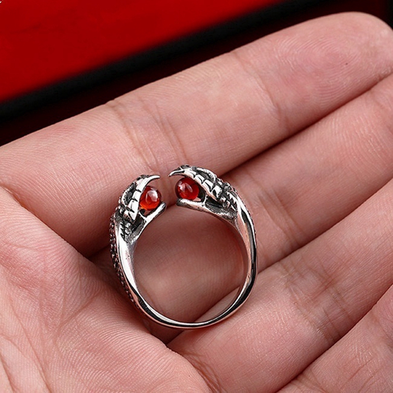 Fashion Pria Vintage Ular Bertatahkan Ruby Cincin Perhiasan Aksesoris