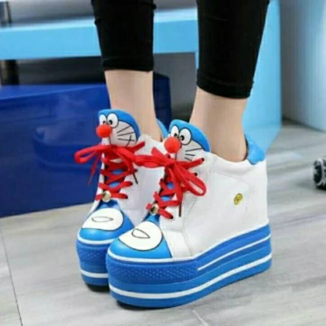 Sepatu wedges Doraemon murah sepatu wanita lucu