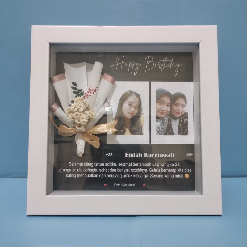 Kado Ulang Tahun Flower Frame 3D Aesthetic + Box Kado Premium