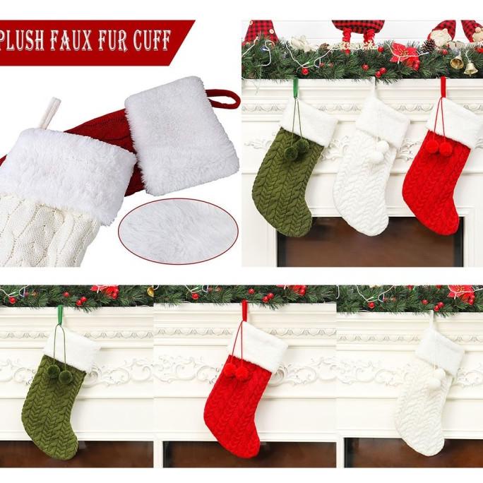 

CHRISTMAS STOCKING KNIT SOCK SANTA CANDY GIFT BAGS XMAS TREE HANGING DC452CD3