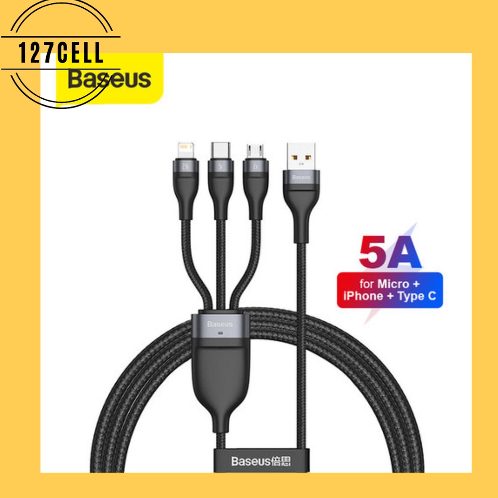 3 IN1 MICRO LIGHTNING TYPE C 1.2M BASEUS KABEL DATA FAST CHARGING CABLE CHARGER