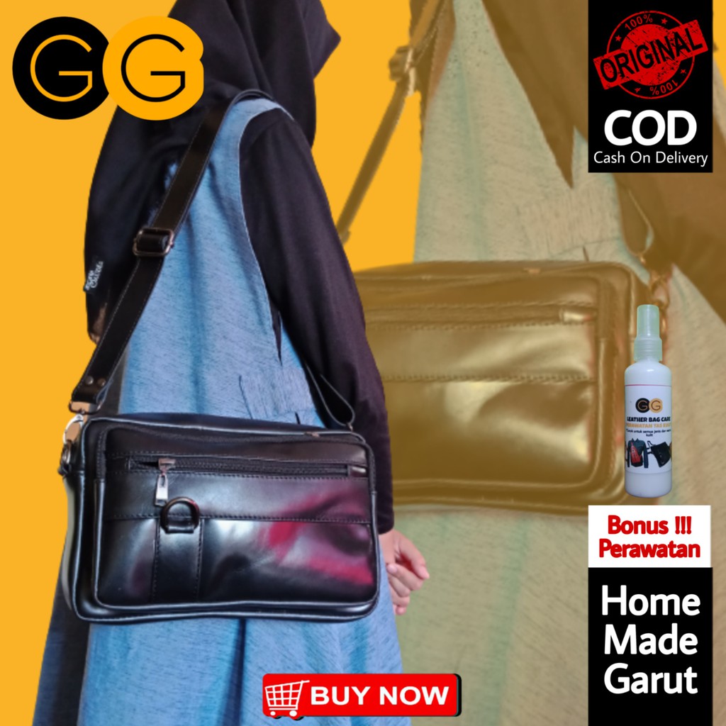 TAS SELEMPANG PRIA WANITA CEWEK TAS SELEMPANG KULIT SAPI PRIA WANITA ASLI GARUT HANDBAG WANITA PRIA