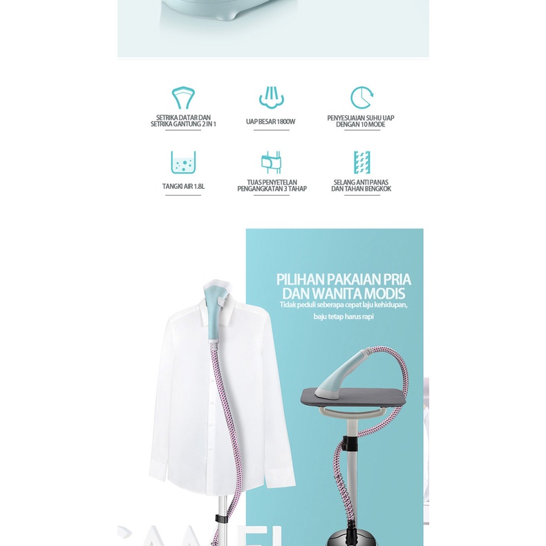 Setrika Uap Genggam Fungsional/Steam Iron Mesin Setrika Pakaian Uap dengan Genggam Besi 2 in 1