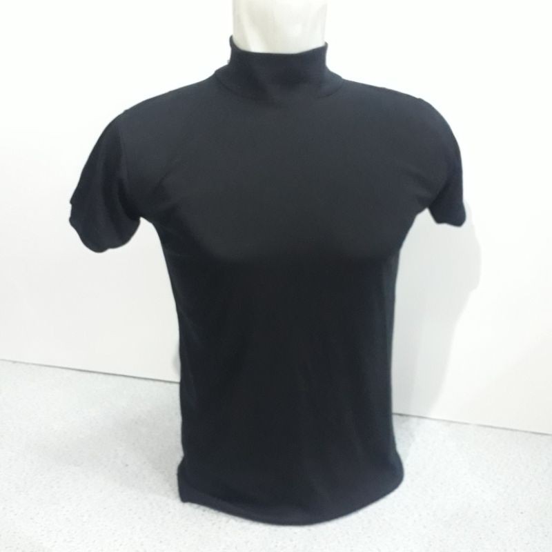 Kaos polos leher tinggi hitam - Kaos Hitam Polos Leher Tinggi