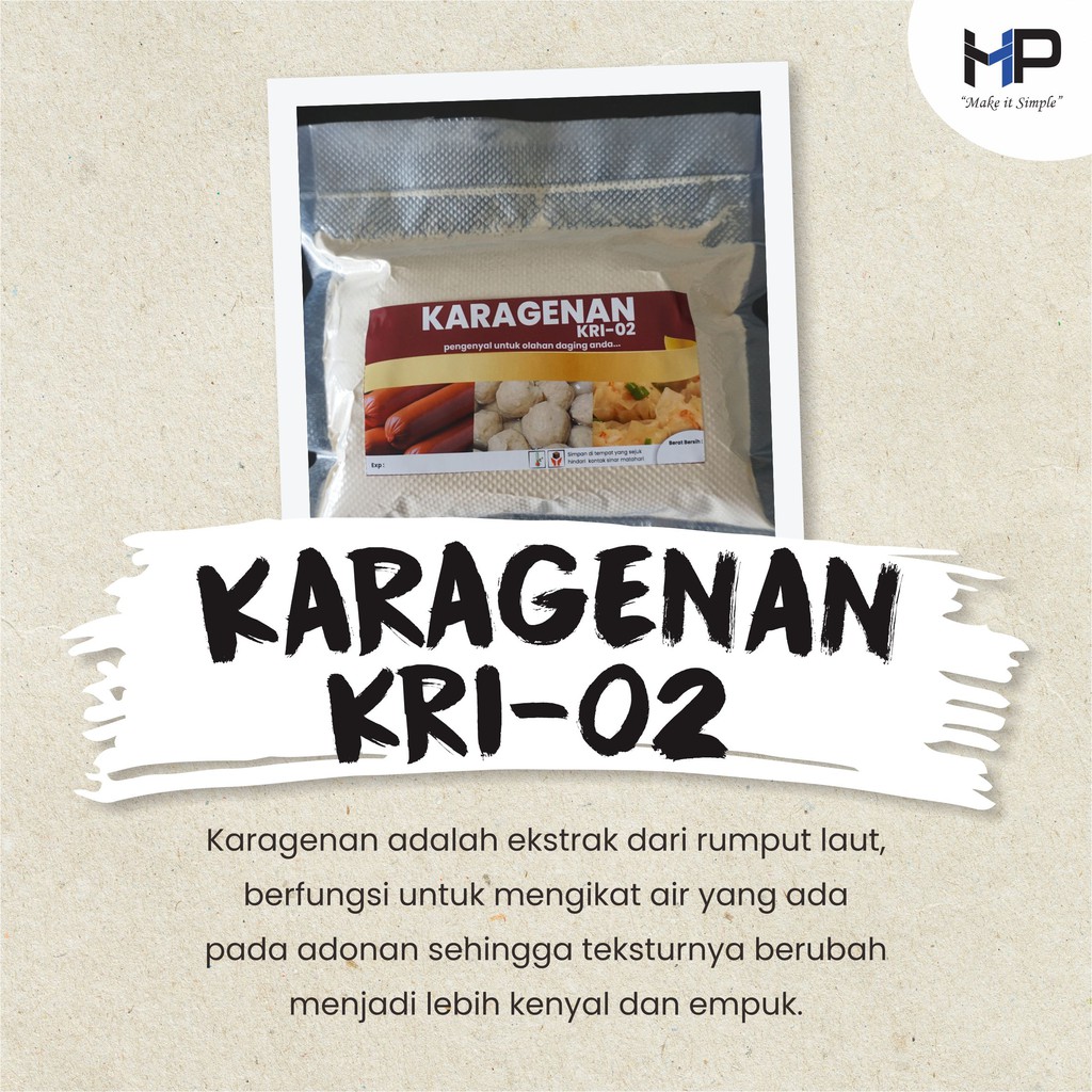 Karagenan KRI-02 / Carrageenan - pengenyal bakso , pentol, sosis, nugget, pempek, siomay [pack 1kg]