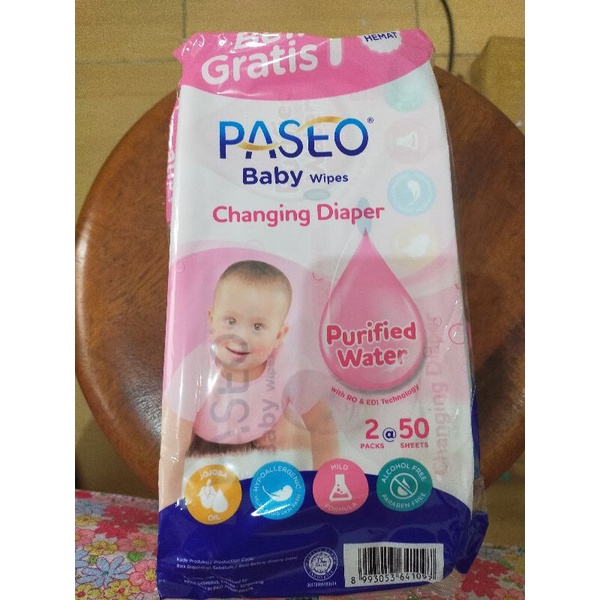 tissue tisu basah wet wipes baby paseo murah pink yellow jojoba / chamomile buy 1 get 1
