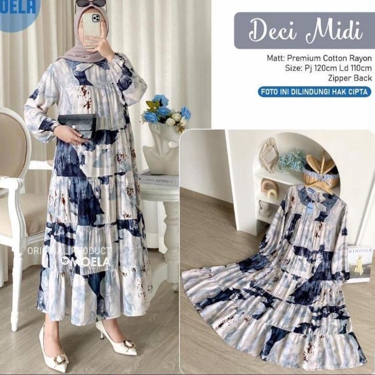 LWG.733 ‑  SANSO - SIERA- MOA - ROSIE - BINE - SINMI - GARIN - ISABEL MIDI DRESS KATUN RAYON JUMBO L