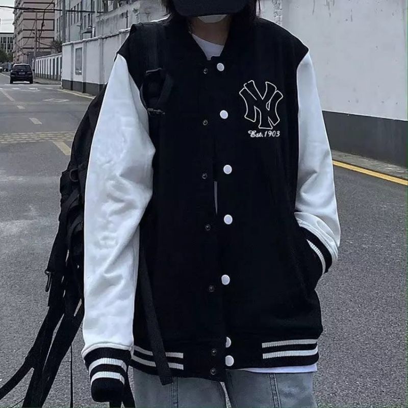 Bordier ✔ NY Baseball Jaket Wanita | Style Korean | Jaket Varsity Oversize | Ootd Wanita Terbaru