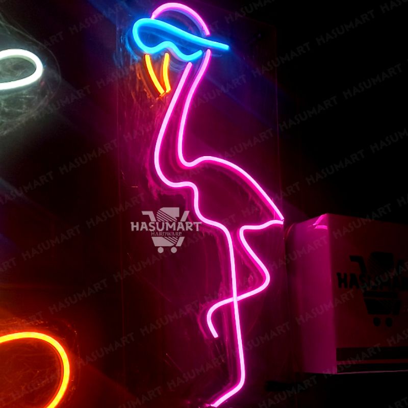 Lampu neon Flamingo (PANJANG 60CM) / Neon Sign Dekorasi Lampu Ruangan