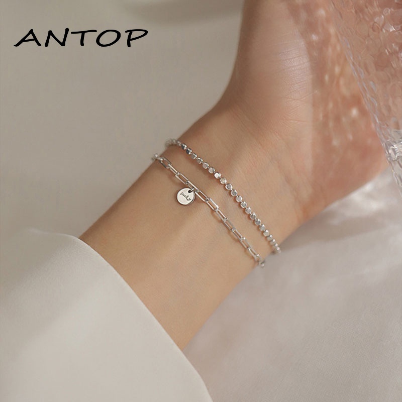 Korea Fashion Gelang Geometris Hadiah Pacar Gelang Lapis Ganda  Aksesoris ANTOP