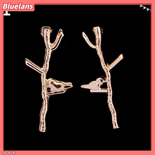 Bluelans Women Fashion Bird Tree Branches Shape Earrings Concise Alloy Ear Studs Jewelry