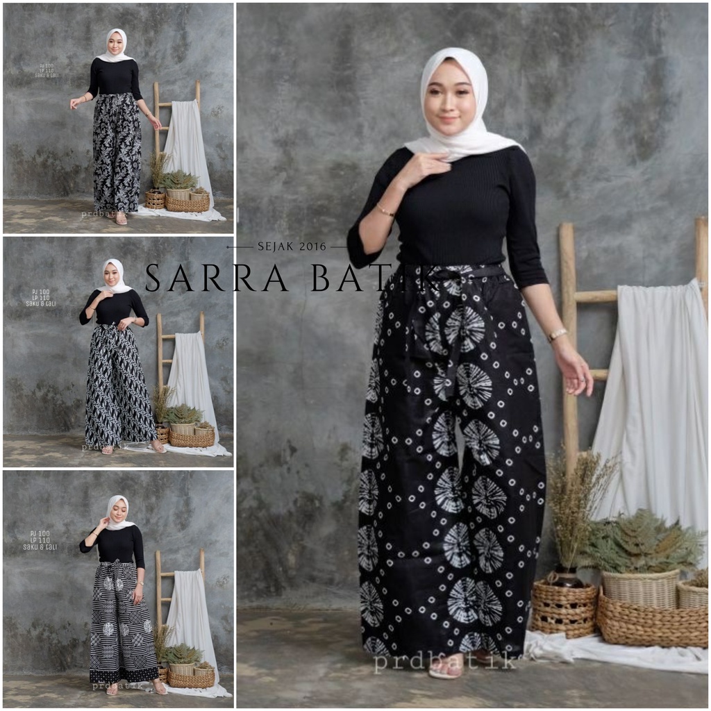 Kulot PALAZZO MONOKROM Batik Monochrome Bawahan Celana Batik Muslim Kerja Casual Kantor