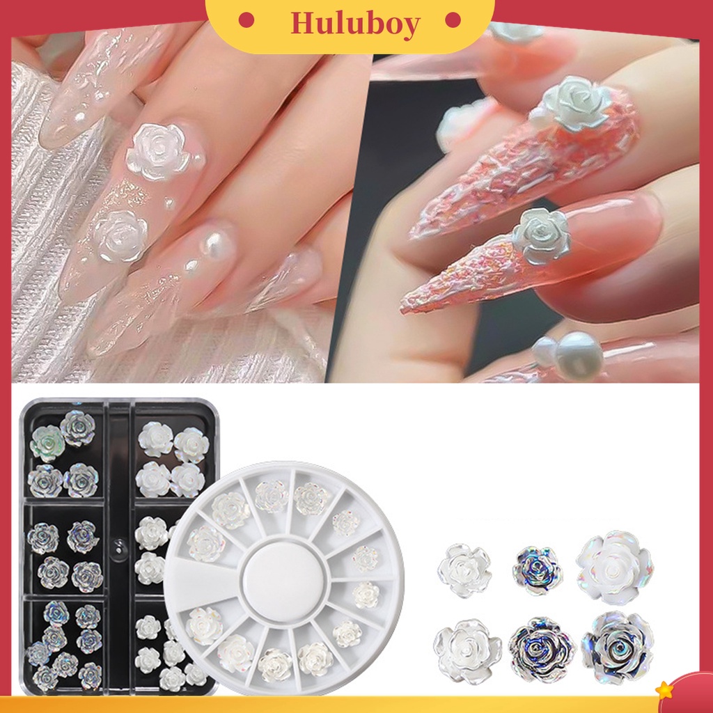 Huluboy Huluboy♡ 1 Kotak Ornamen Bunga Mini Efek Glitter Tidak Pudar Tiga Dimensi Untuk Dekorasi Kuku Wanita