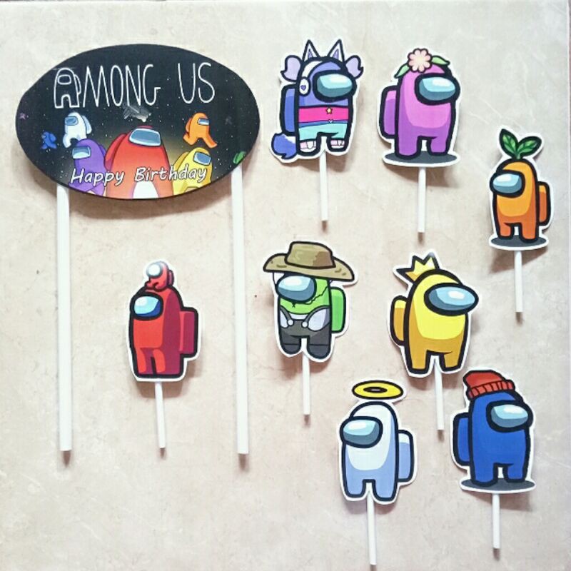 hiasan kue ulang tahun cake topper karakter Among us AMONG US Amongus