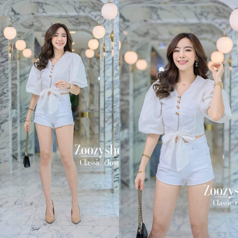 ATASAN ZOOZY CROP RIBBON FASHION WANITA IMPORT BANGKOK CODE 05