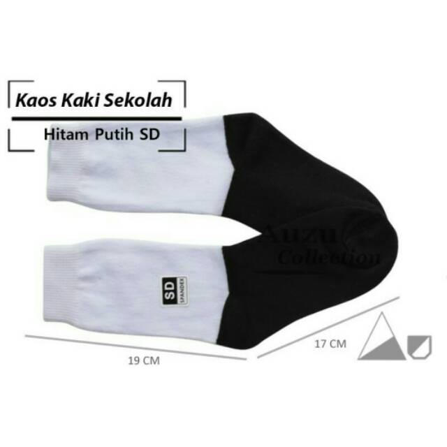 Kaos kaki Sekolah SD SMP SMA Socks Back To School Spandex Hitam Putih Polos