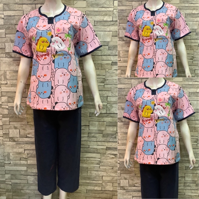 CP DAILILAN STANDAR| BAJU TIDUR | COD | PIYAMA-Dino Motif Dongker
