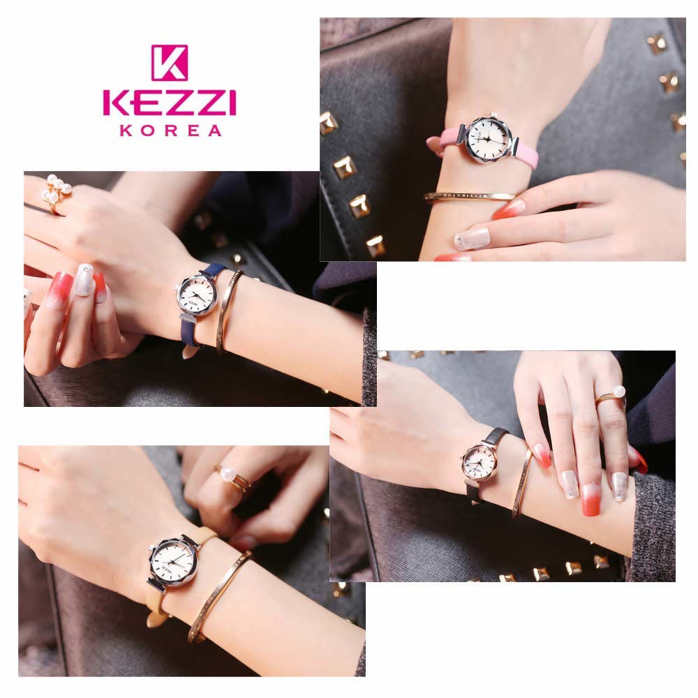 Kezzi Korea 1575 - Jam Tangan Fashion Wanita - Cream - Model Analog