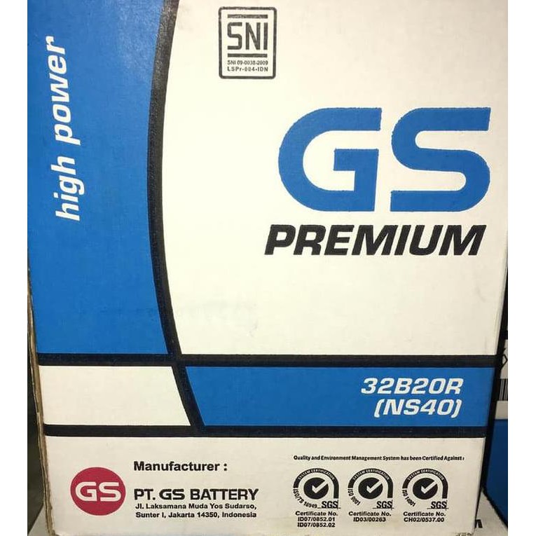 Radiator- Aki Mobil Gs Astra Type Gs Premium 32B20R Ns40 12V 32Ah -03164