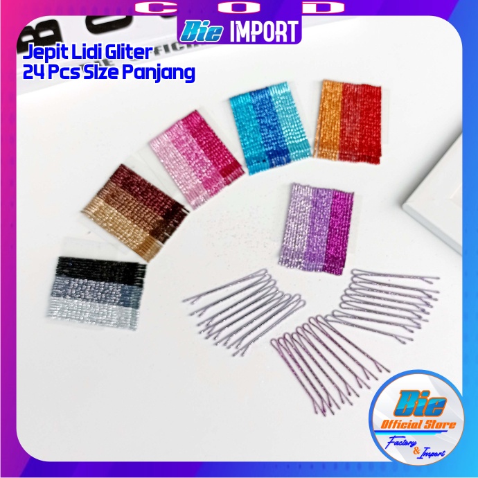 24 Pcs Jepit Lidi Gliter Premium Impor Best Seller