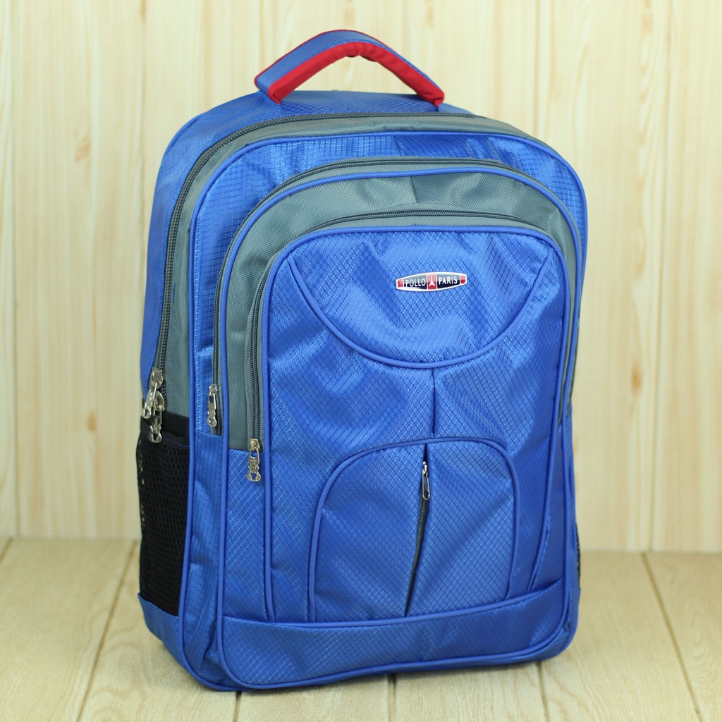 Back Pack Cowok Cewek Polo Resleting Tengah Biru Tas Ransel Laptop Pria Wanita Multi Fungsi Trendy