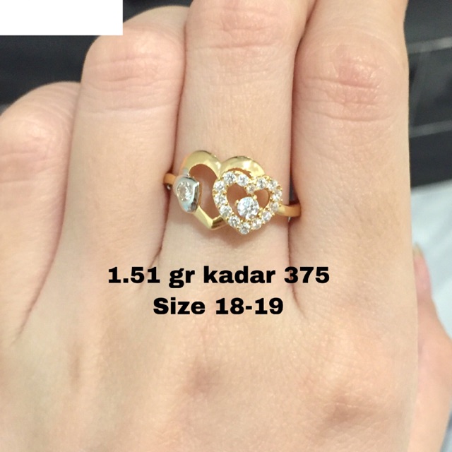 Cincin emas double love kadar 375 berat 1.51 gr