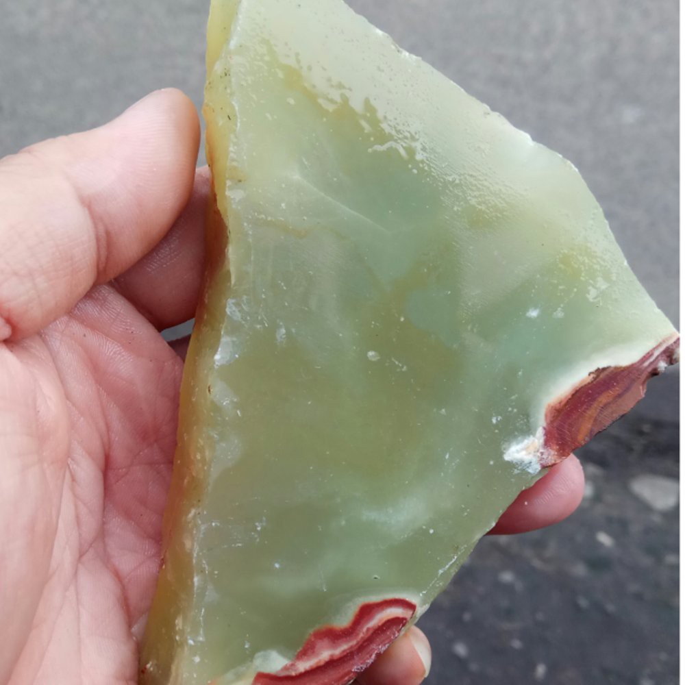 BAHAN ROUGH NATURAL GREEN MELON AGATE CHALCEDONY MANTAP HARGA TERMURAH