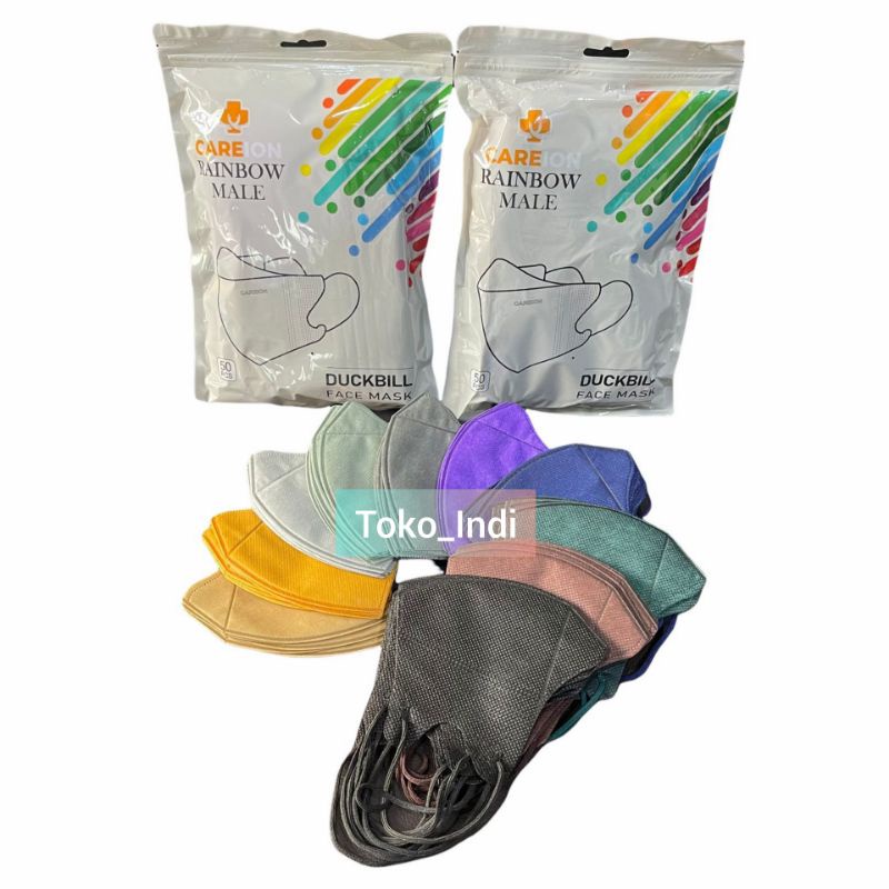 MASKER DUCKBILL CAREION RAINBOW ISI 50 / Masker Rainbow / Masker Duckbill