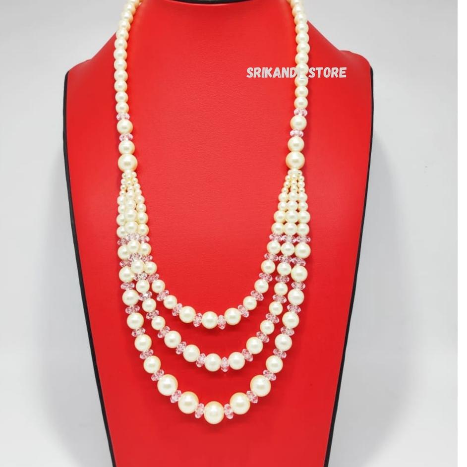 ❂ Kalung Mutiara - Kalung Fashion Wanita - Kalung Hijab - Aksesoris Jilbab - Kalung Mutiara Kristal 