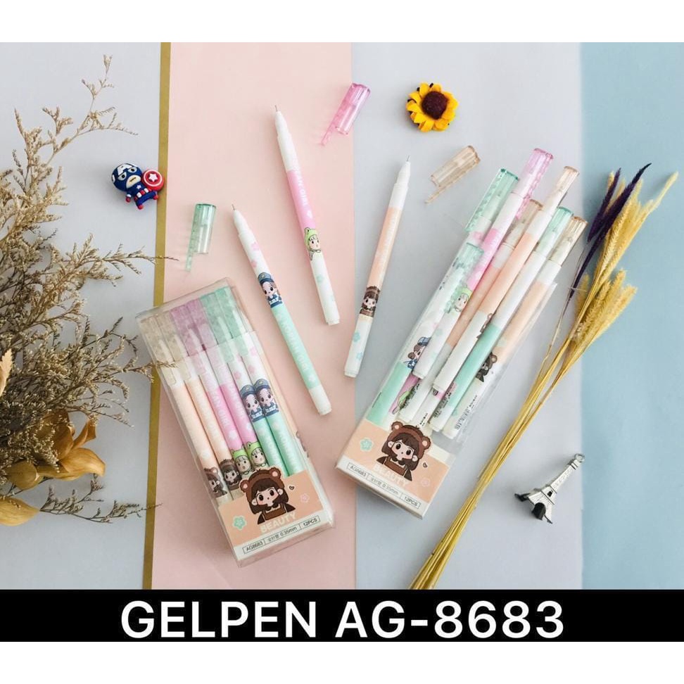

LJK SHOP - AIGOU PULPEN GEL INK AG8683 BEAUTY GIRL 0.5MM